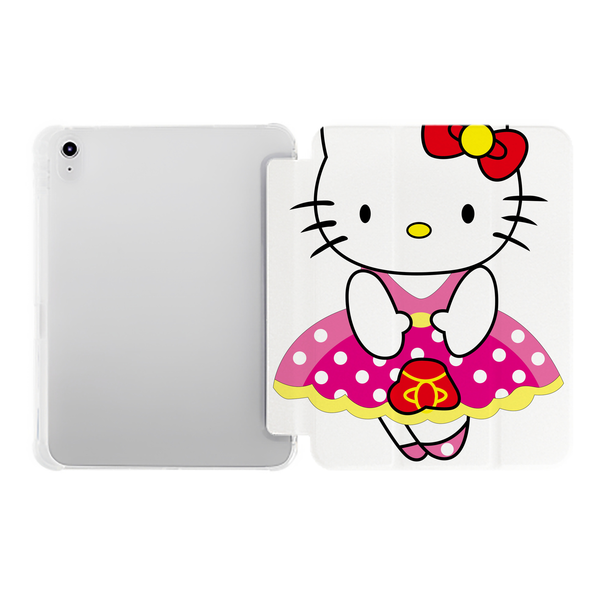 （画像用） Hello Kitty ハローキティ IPad ケース ペン収納付き 三つ折りスタンド PUレザー×シリコン 対応機種9.5/10.5/10.9インチ